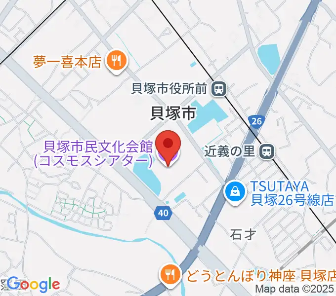 貝塚市民文化会館コスモスシアターの地図