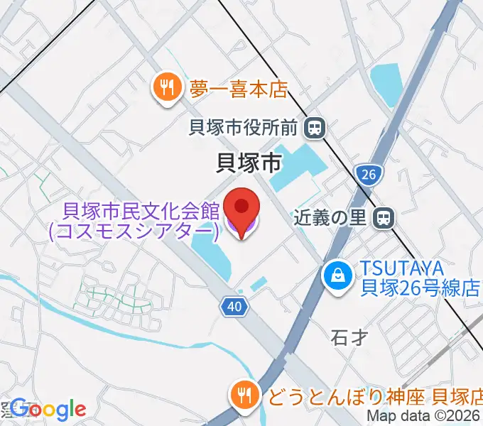 貝塚市民文化会館コスモスシアターの地図