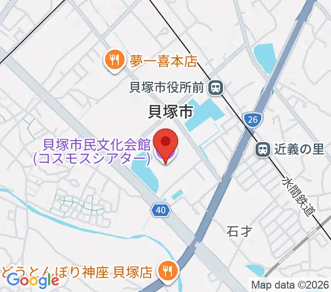 貝塚市民文化会館コスモスシアターの地図