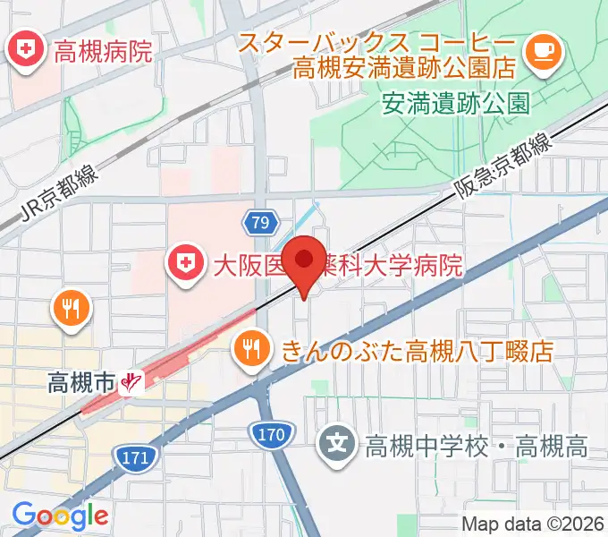 マリ音楽教室高槻の地図