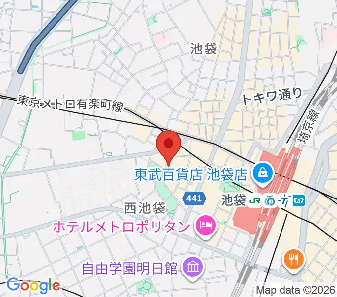 いけぶくろ楽器 池袋西口センターの地図