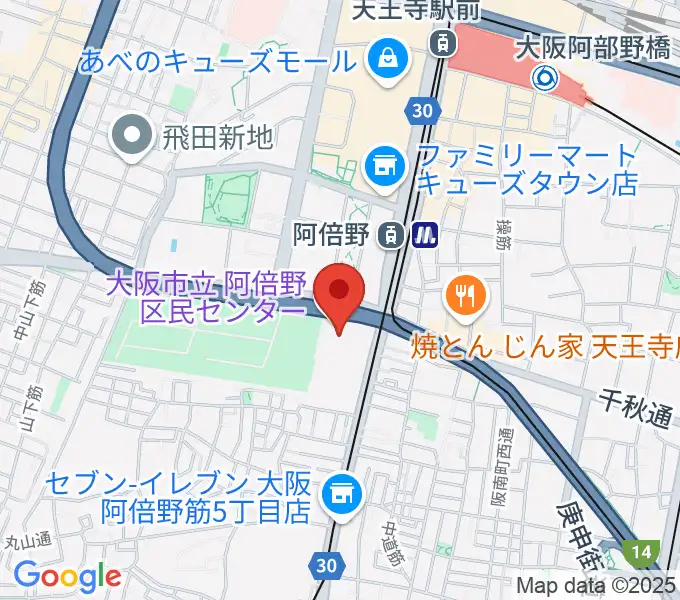 阿倍野区民センターの地図