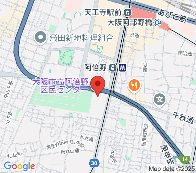 阿倍野区民センターの地図