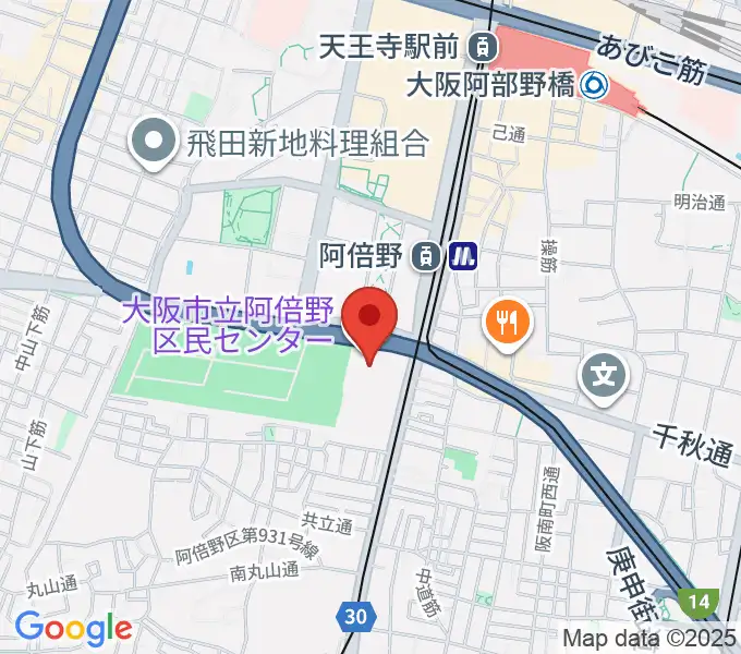 阿倍野区民センターの地図