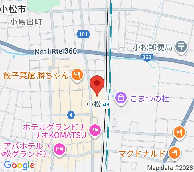 石川県小松市團十郎芸術劇場うららの地図