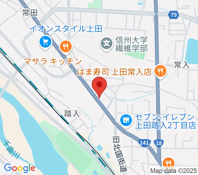 ヒオキ楽器 ユニスタイル上田センターの地図