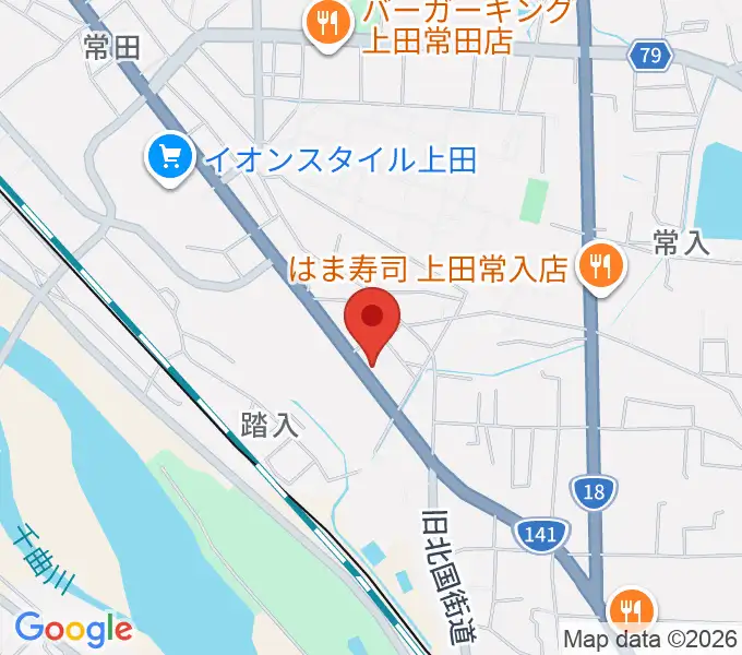 ヒオキ楽器 ユニスタイル上田センターの地図