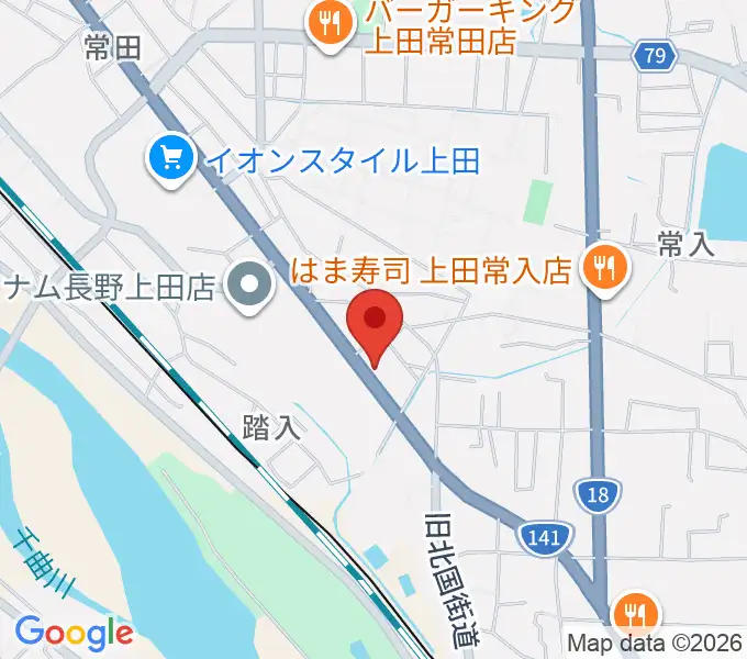 ヒオキ楽器 ユニスタイル上田センターの地図