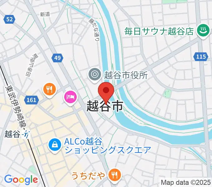 越谷市中央市民会館の地図