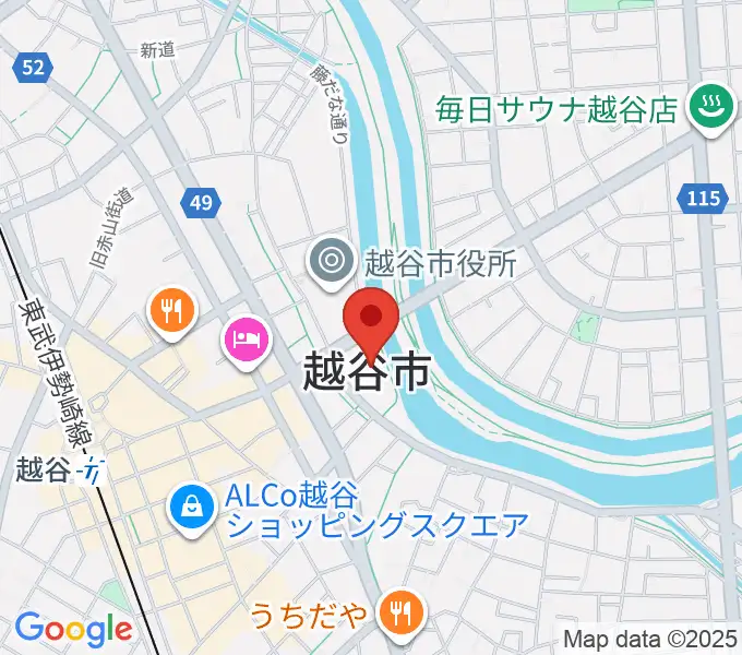 越谷市中央市民会館の地図
