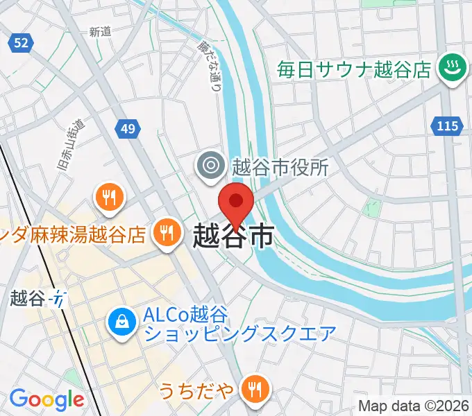 越谷市中央市民会館の地図