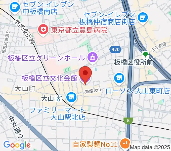 板橋区立文化会館の地図