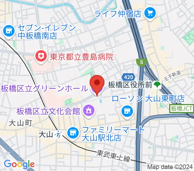 板橋区立グリーンホールの地図