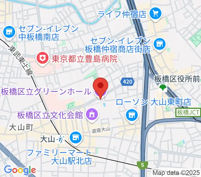 板橋区立グリーンホールの地図