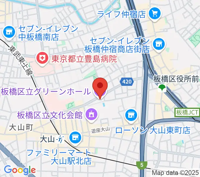 板橋区立グリーンホールの地図