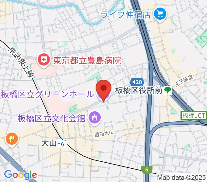 板橋区立グリーンホールの地図