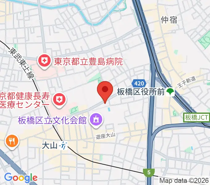 板橋区立グリーンホールの地図