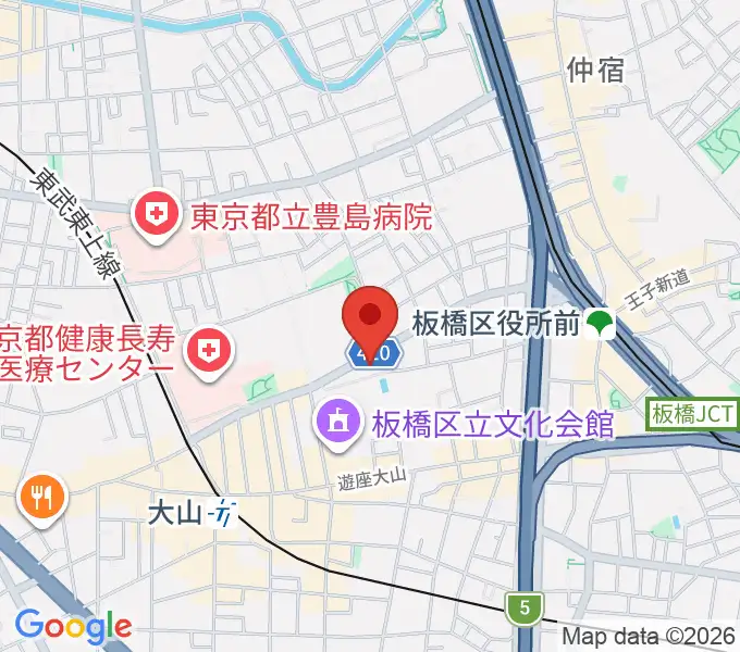 板橋区立グリーンホールの地図