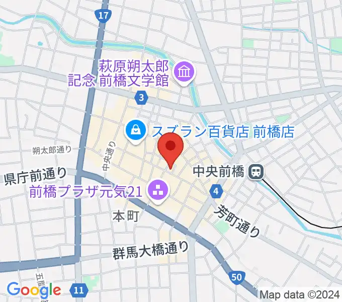 前橋ヘレンのパブの地図