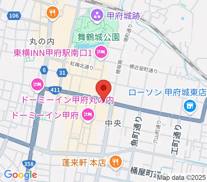 甲府JAZZ IN ALONEの地図
