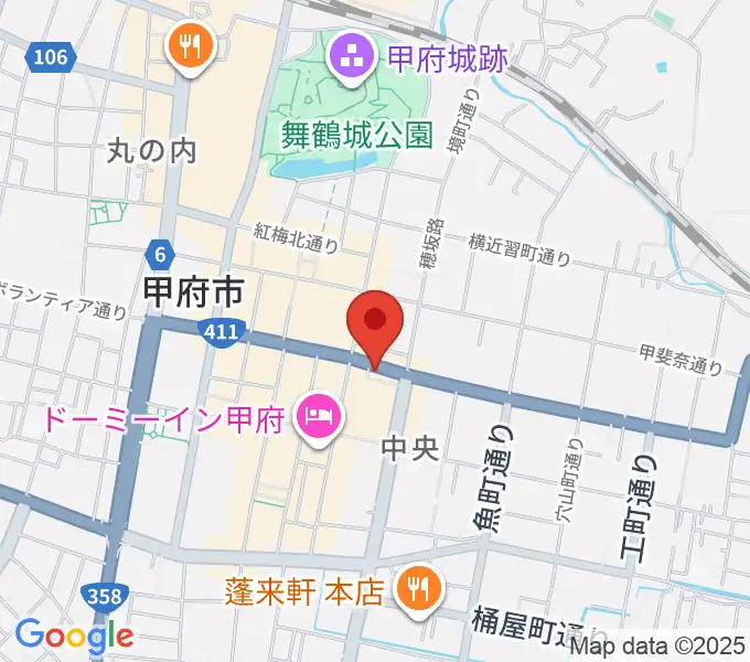 甲府JAZZ IN ALONEの地図