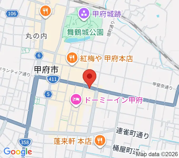 甲府JAZZ IN ALONEの地図