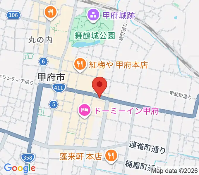 甲府JAZZ IN ALONEの地図