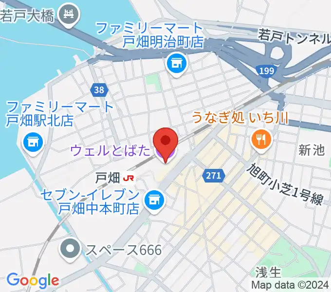 ウェルとばた 戸畑市民会館の地図