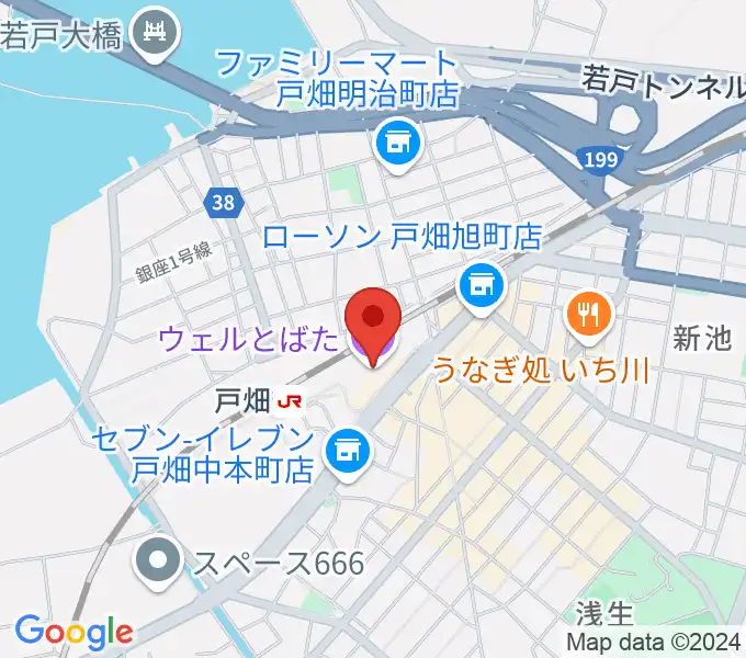 ウェルとばた 戸畑市民会館の地図