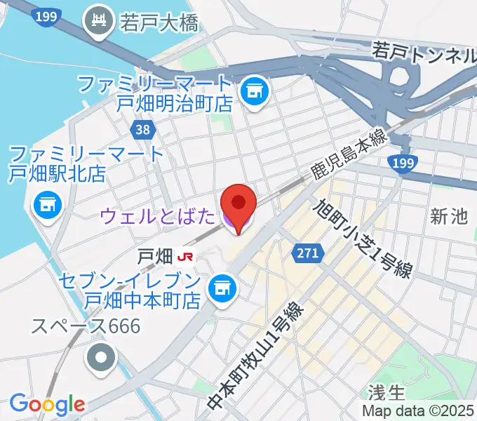 ウェルとばた 戸畑市民会館の地図