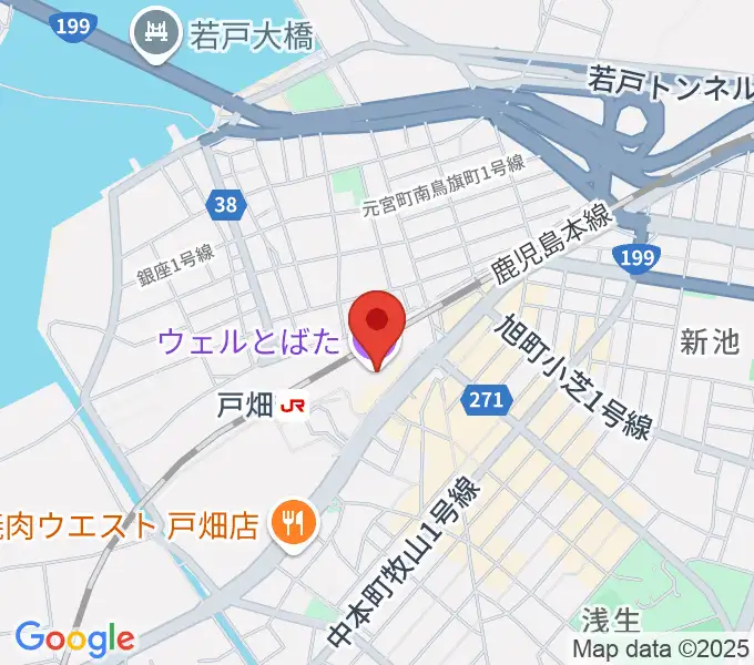 ウェルとばた 戸畑市民会館の地図