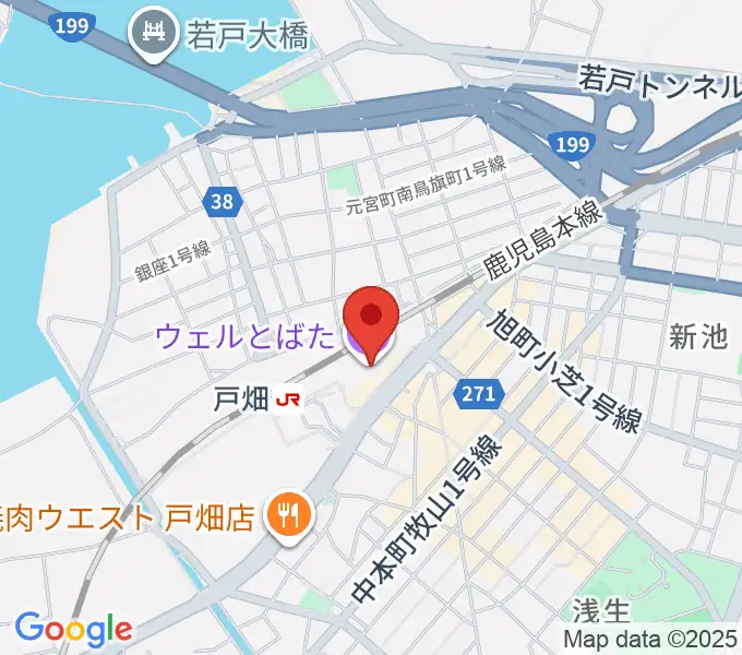 ウェルとばた 戸畑市民会館の地図