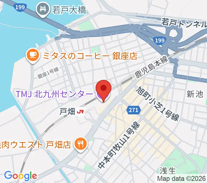 ウェルとばた 戸畑市民会館の地図