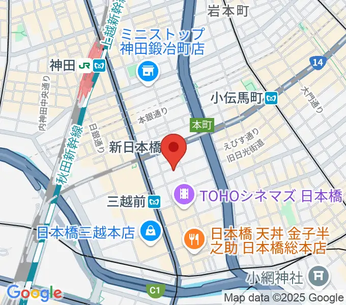 お江戸日本橋亭の地図