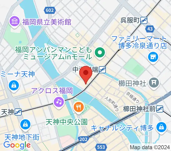 中洲ジャンプハウスの地図