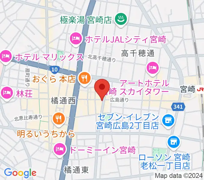 宮崎LIVE HOUSE ぱーく．の地図