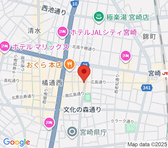 宮崎LIVE HOUSE ぱーく．の地図