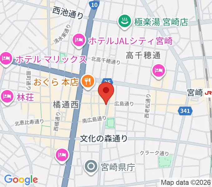 宮崎LIVE HOUSE ぱーく.の地図