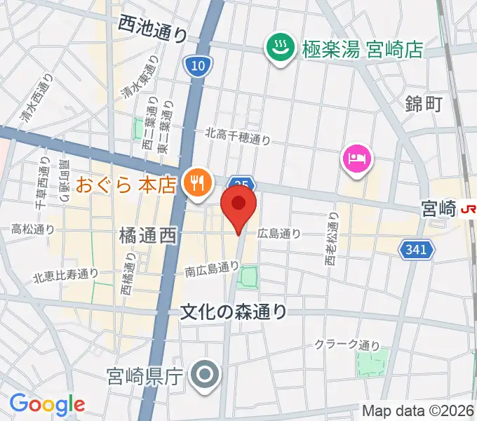 宮崎LIVE HOUSE ぱーく.の地図