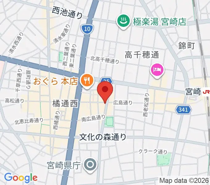 宮崎LIVE HOUSE ぱーく.の地図