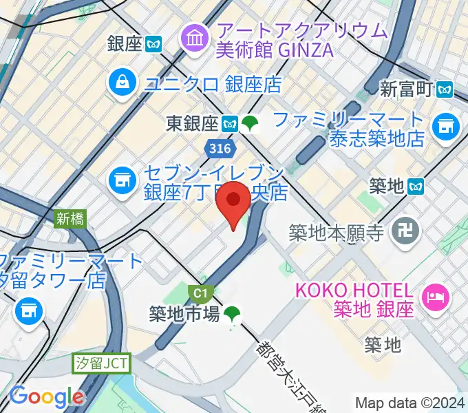 新橋演舞場の地図