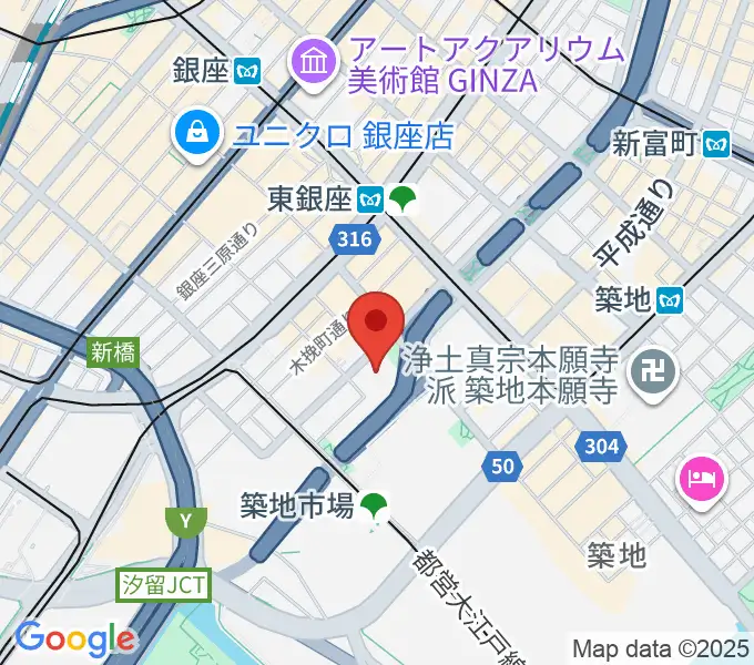 新橋演舞場の地図