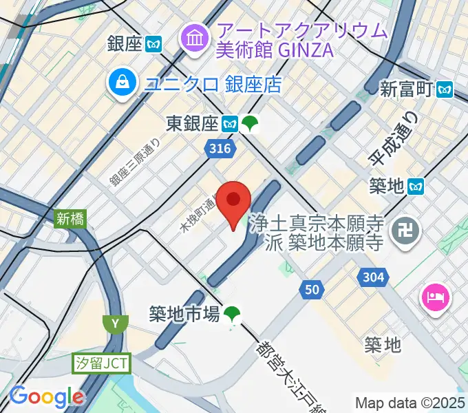 新橋演舞場の地図