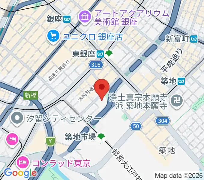 新橋演舞場の地図