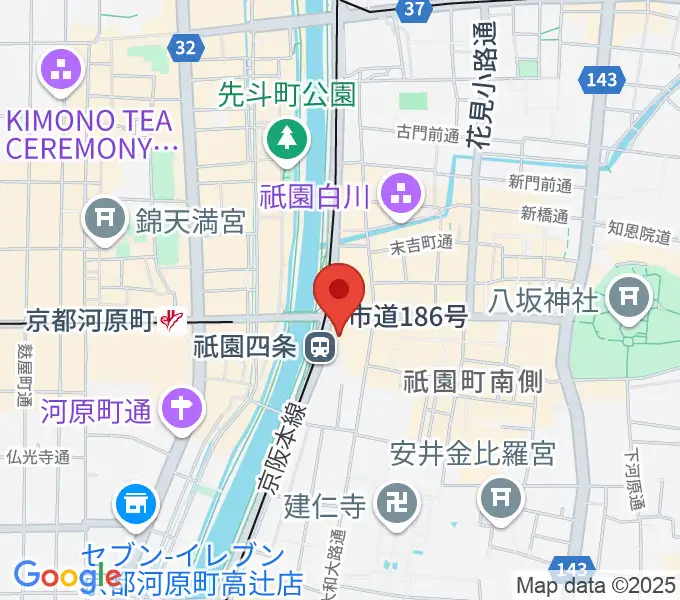 京都四條南座の地図