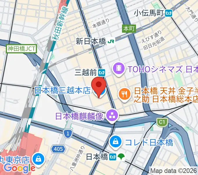 三越劇場の地図
