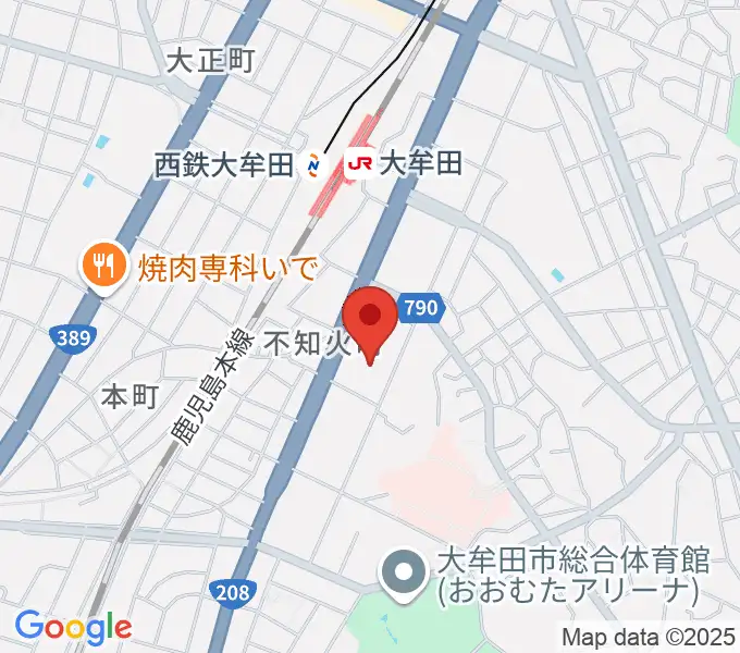 大牟田文化会館の地図