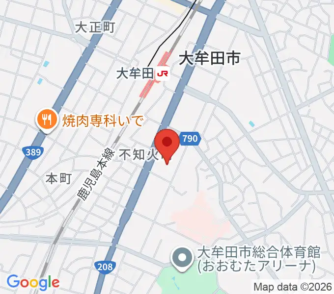 大牟田文化会館の地図