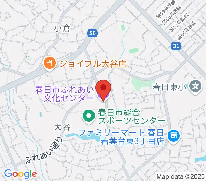 春日市ふれあい文化センターの地図