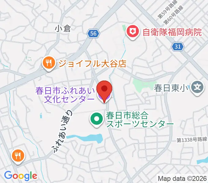 春日市ふれあい文化センターの地図